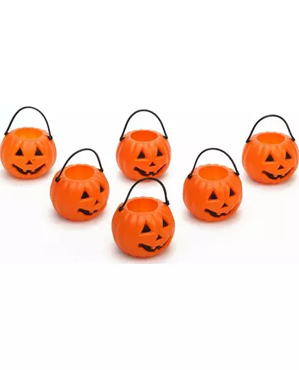 6 mini halloweenských kyblíků dýně 6,5 x 5 cm