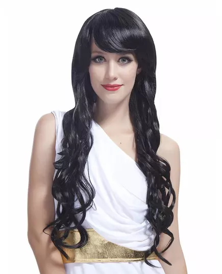 Dlouhá černá glamour paruka s kudrlinami pro ženy