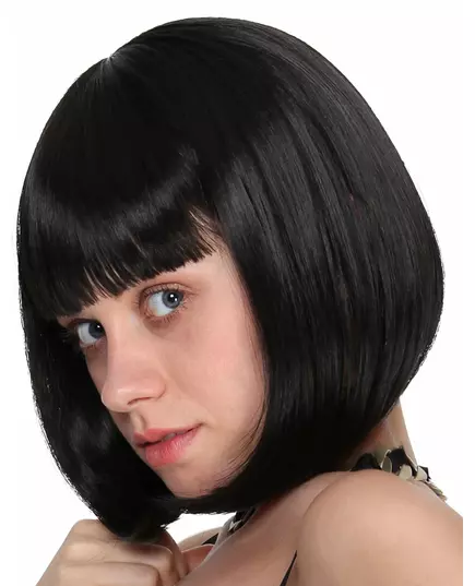 Luxusní černá bob paruka s ofinou pro ženy