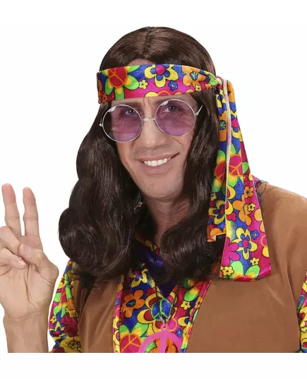 Hnědá hippie paruka pro dospělé