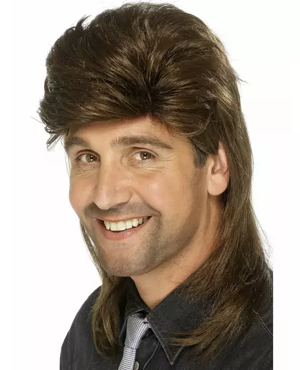 Hnědá mullet paruka pro muže