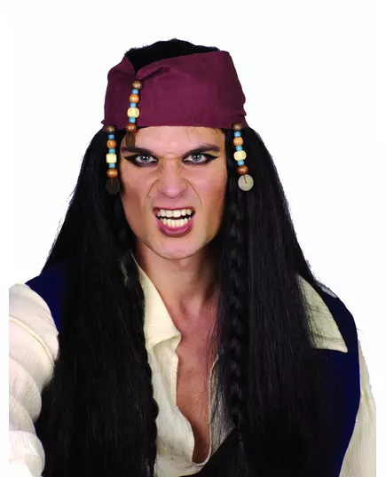 Černá pirátská paruka pro dospělé