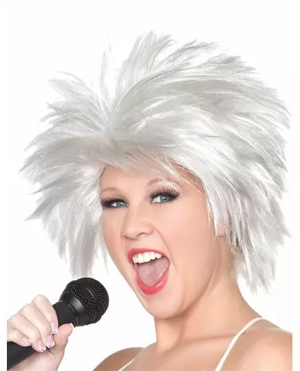 Bílá rockstar paruka pro ženy