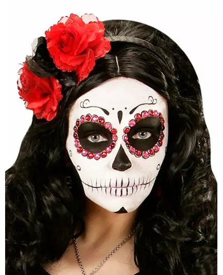Červeno-černá květinová čelenka pro ženy, Day of the Dead