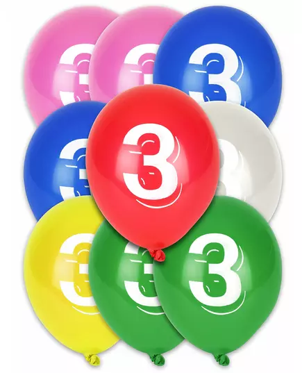 8 vícebarevných balónků číslo 3, 30 cm