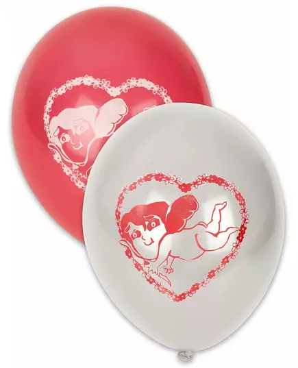 10 bílých a červených valentýnských balónků 30 cm