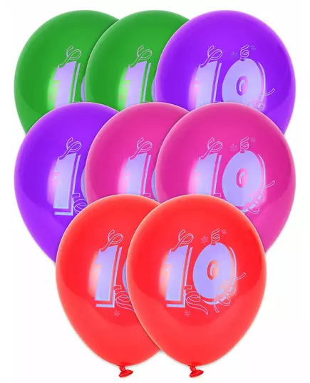 8 vícebarevných balónků číslo 10, 30 cm