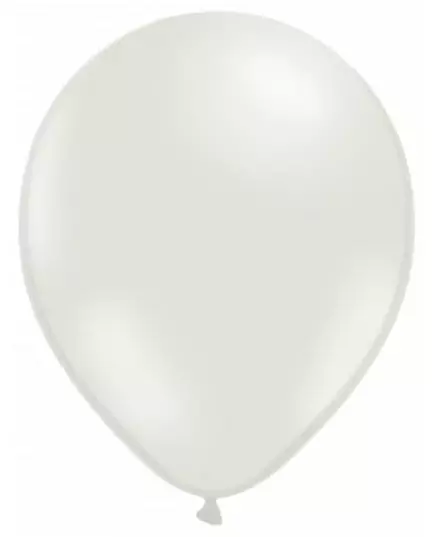 100 bílých metalických perleťových balónků 29 cm