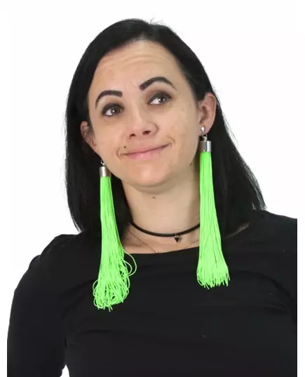 Neonově zelené třásňové náušnice pro dospělé
