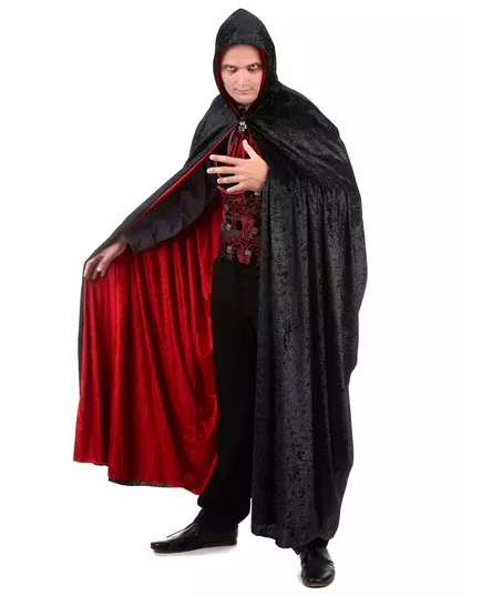 Luxusní oboustranný červeno-černý sametový upíří plášť pro dospělé