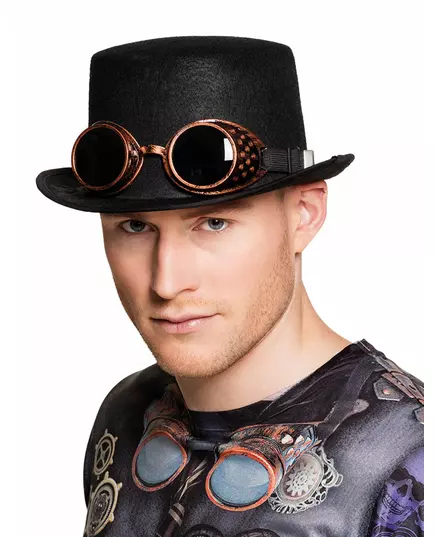 Steampunk klobouk s brýlemi (goggles) pro dospělé