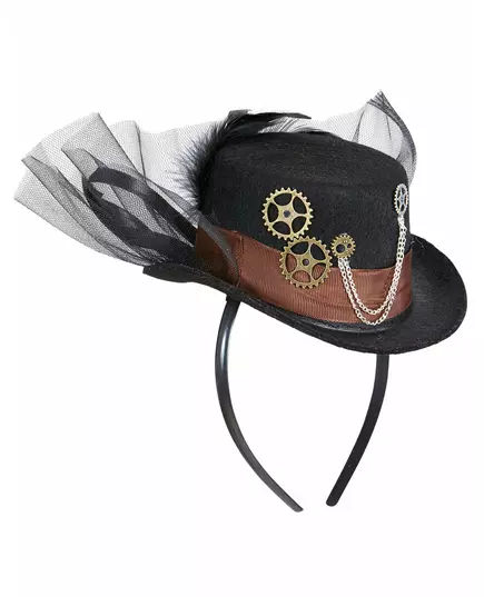 Steampunk černý klobouk se závojem pro dospělé