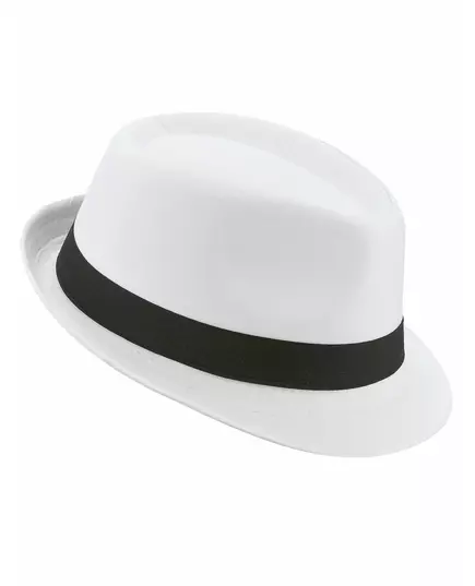 Bílý borsalino klobouk s černou stuhou pro dospělé