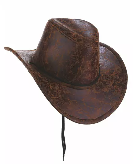Hnědý kovbojský klobouk z imitace kůže pro dospělé