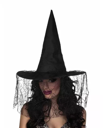 Čarodějnický klobouk s pavoučím závojem pro ženy Halloween