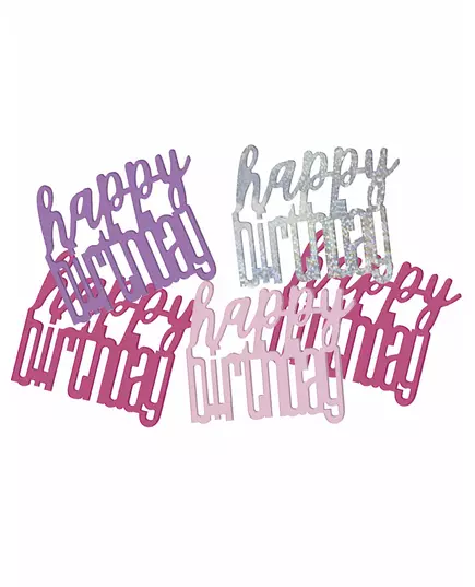 Růžovo/šedé konfety Happy Birthday