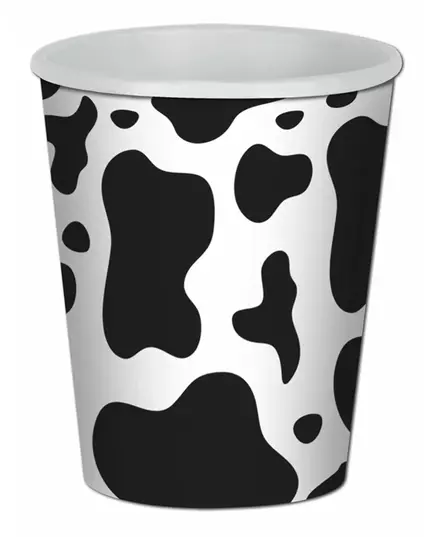 8 papírových kelímků s motivem kraví kůže 266 ml