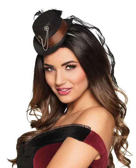 Steampunk mini klobouček s ozubenými koly pro ženy