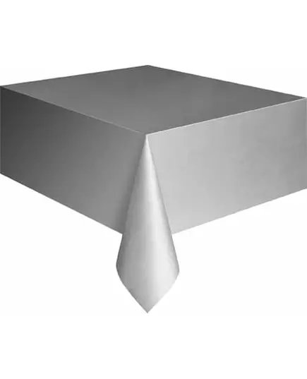 Obdélníkový stříbrný plastový ubrus 137 x 274 cm