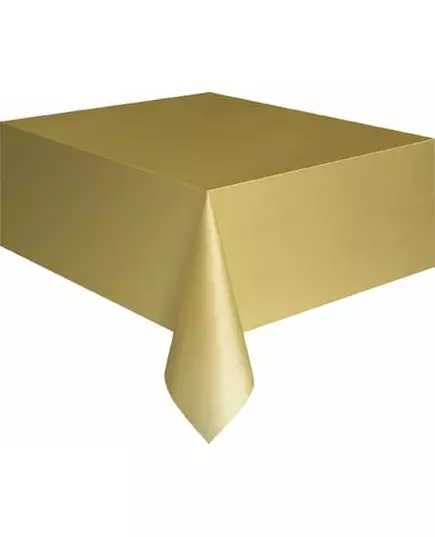 Obdélníkový matně zlatý plastový ubrus 137 x 274 cm