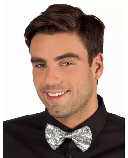 Stříbrný třpytivý disco motýlek pro dospělé