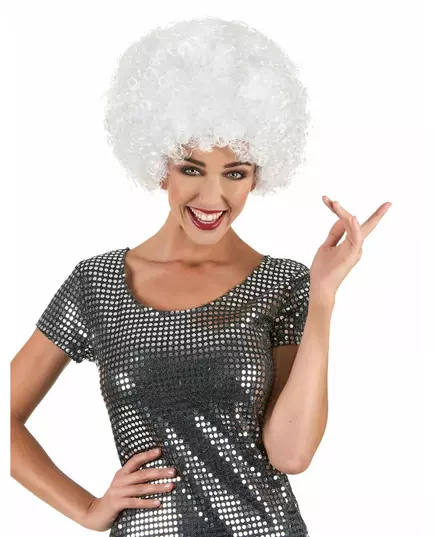 Afro paruka Adult Comfort bílá