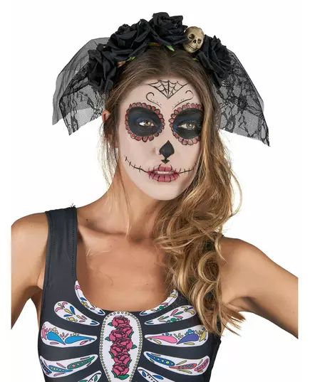 Černá krajková čelenka se závojem, Day of the Dead
