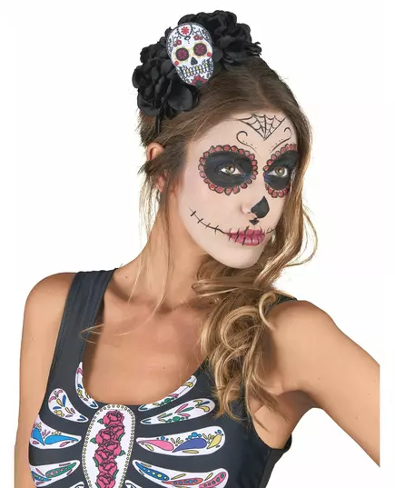 Vícebarevná čelenka s lebkou pro dospělé, Day of the Dead