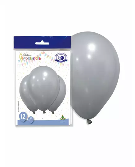 12 šedých latexových balónků 28 cm