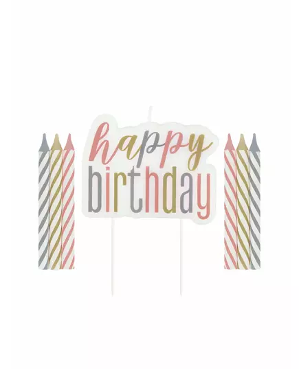 Pastelové narozeninové svíčky Happy Birthday