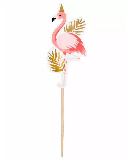 12 dřevěných napichovátek Tropical Flamingo 13 cm