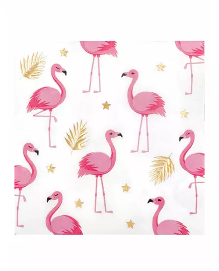 20 papírových ubrousků Tropical Flamingo 33 x 33 cm