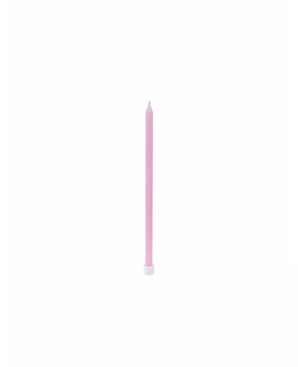 16 světle růžových tenkých svíček s kalíšky 12 cm