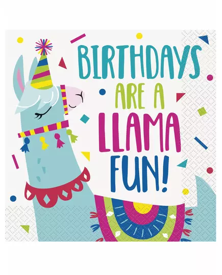 16 papírových ubrousků Llama Birthday 33 × 33 cm