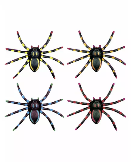 4 neonoví halloweenští pavouci 7.5 cm