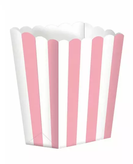 5 růžovo-bílých kartonových krabiček na popcorn 6.3 x 13.5 cm