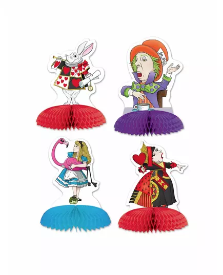 4 mini středové dekorace Alice v Neverlandu 13 x 9 cm