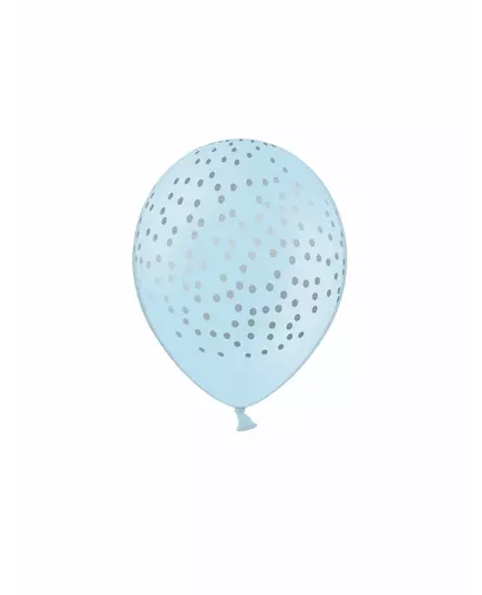 6 světle modrých latexových balónků se stříbrnými tečkami 30 cm