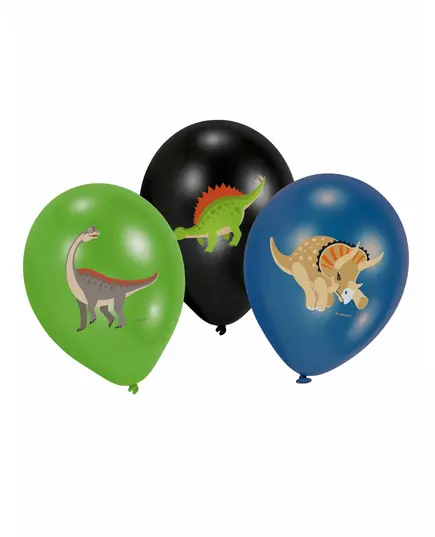 6 velkých latexových balónků dinosaurus – černá, zelená, modrá 27,5 cm