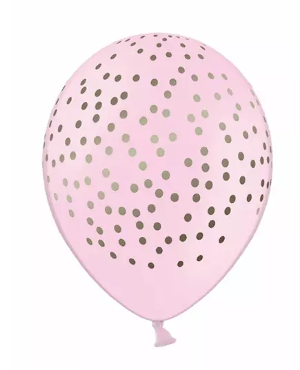 6 světle růžových latexových balónků se zlatými tečkami 30 cm