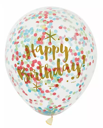 Latexové balónky Happy Birthday vícebarevné konfety 30 cm