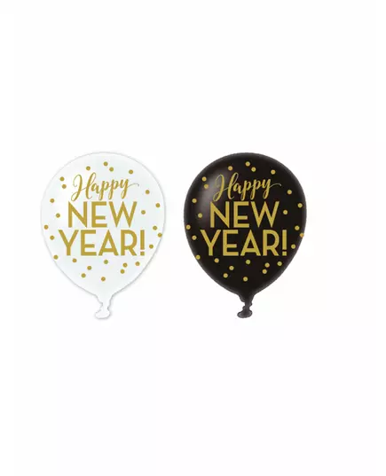6 zlatých latexových balónků Happy New Year 30 cm