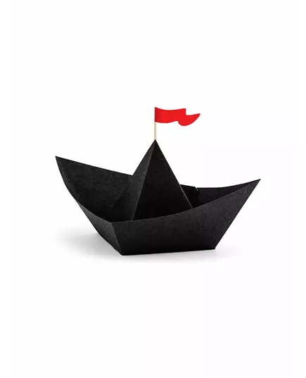 6 černých origami pirátských lodí 19 × 10 × 14 cm