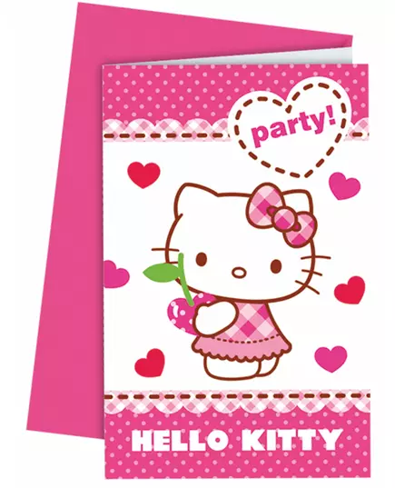 6 pozvánek Hello Kitty s obálkami