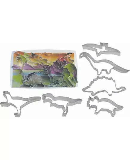 6 kovových vykrajovátek na sušenky Dinosaur Birthday 15 cm