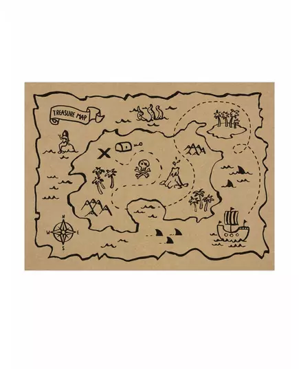 6 kraftových papírových prostírání s mapou pokladu 40 × 30 cm