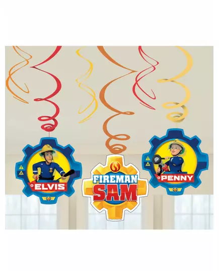 6 spirálových závěsů Fireman Sam