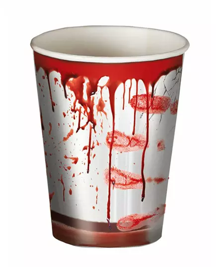 6 krvavých halloweenských papírových kelímků 240 ml