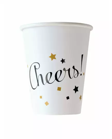 8 zlatých kartonových kelímků Happy New Year 250 ml