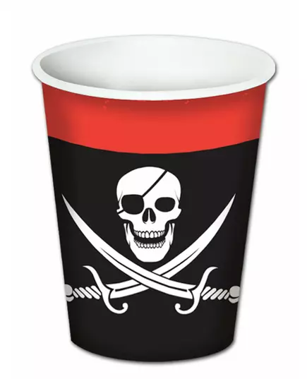 8 papírových kelímků Pirate 260 ml